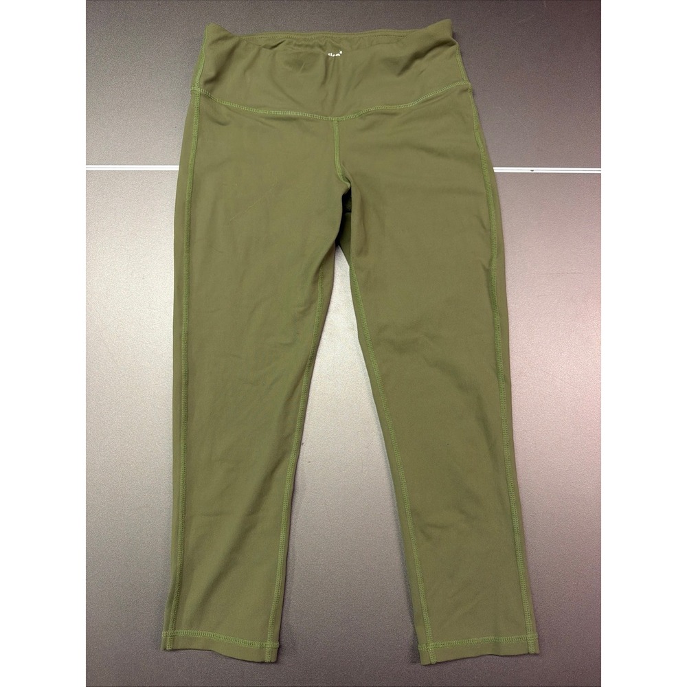 Oalka Women Olive Green High Waisted Capri Leggings Yoga Pants Size S workout